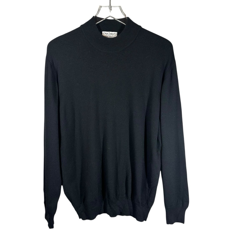 VINTAGE GRAN SASSO/Mark Shale Italy 50 /M Black Mock Neck Lightweight Sweater